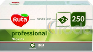 Ruta Professional szalv&eacute;ta 33x33cm 250db 2 r&eacute;tegű feh&eacute;r 100% cellul&oacute;z 1/4