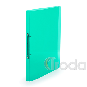 Gyűrűskönyv P+P A4 műanyag 2gyűrűs 20mm gerinccel, zöld átlátszó