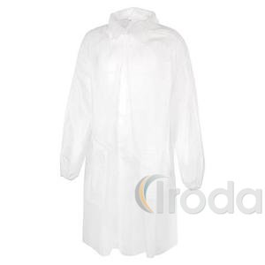 Látogató köpeny, egyszer használatos, polipropilén, tépőzáras, XL méret, fehér