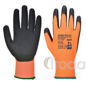 Védőkesztyű, HPPE, láthatósági, vágásbiztos, XL méret Cut 5, narancs