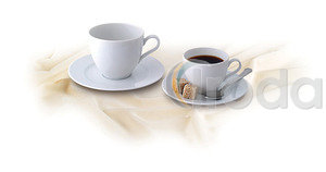 Kávés csésze + alj, Rotberg Basic fehér porcelán, 22 cl