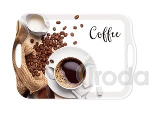 T&aacute;lca, műanyag, f&uuml;llel, k&aacute;v&eacute; mint&aacute;s 41,5x28,5cm