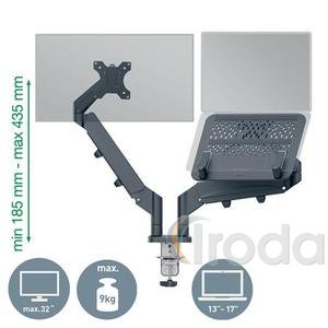 Leitz Ergo Dual helytakar&eacute;kos monitor- &eacute;s laptopkar, s&ouml;t&eacute;tsz&uuml;rke