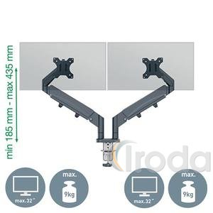 Leitz Ergo Dual helytakar&eacute;kos monitorkar k&eacute;t monitorhoz, s&ouml;t&eacute;tsz&uuml;rke