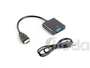 Lanberg HDMI-A apa - VGA anya + mini jack 3.5mm anya adapter, 20cm