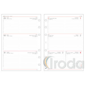 Saturnus betétlap naptárcsomag gyűrűs kalendáriumhoz L311/F heti, fehér,  2026.év