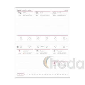 Betétlapcsomag gyűrűs kalendáriumhoz HETI -S311/F FEHÉR SATURNUS,  2026.év