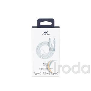 t&ouml;ltők&aacute;bel USB-C_USB-C, USB k&aacute;bel, USB-C - USB-C, 1,2 m, RIVACASE PS6005, feh&eacute;r