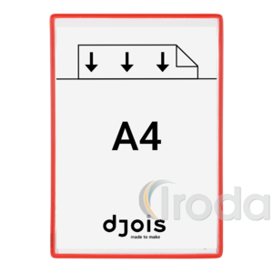 Bemutat&oacute;t&aacute;bla Djois A4 piros 5db/csom, r&ouml;videbbik oldal&aacute;n nyitott, forg&oacute;csap n&eacute;lk&uuml;l