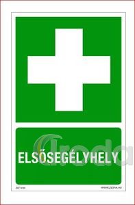 Elsősegélyhely PVC tábla 160x250mm MET010002PVC01600250