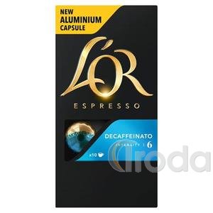 Kávékapszula, 10 db, koffeinmentes, JACOBS DOUWE EGBERTS L`OR Decaffeinato