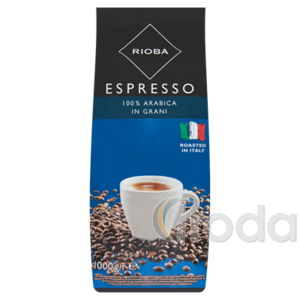 Kávé Rioba Espresso 100% Arabica pörlölt, szemes, 1kg, kék mintás csomagolás