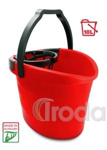 Műanyag felmosóvödör csavaróval, 18L, ovális, Bonus piros - fekete