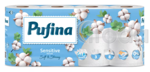 PUFINA Sensitive Aquabond toalettpap&iacute;r 8 tek 140 lap 3 r&eacute;tegű