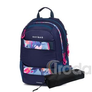P+P OXY SPORT Flowers Blue Diák hátizsák + tolltartó  8-39725E