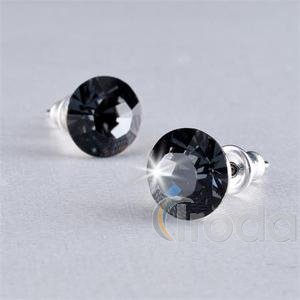 Fülbevaló, Swarovski kristállyal, black diamond, 8mm