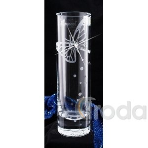 Lorentina Vase Swarovski kristállyal díszített váza, henger formájú, szálas, pillangó mintával 19,5cm