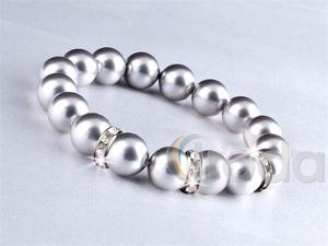 Karkötő Swarovski. gyöngyből, 1 szinjátszó kristállyal, ezüst