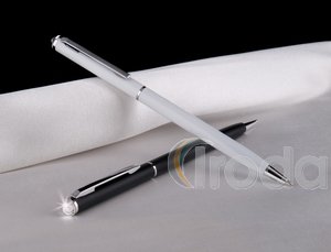 Golyóstoll 'MADE WITH SWAROVSKI ELEMENTS', fehér, SLIM, fehér kristállyal 13cm  ÚJ!