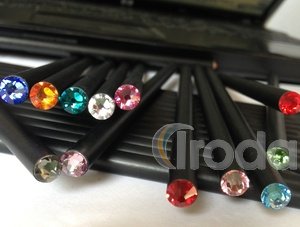 Ceruza 'MADE WITH SWAROVSKI ELEMENTS', fekete, világos rózsaszín kristállyal