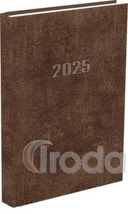 Határidőnapló, Agenda A5 napi beosztású naptár, barna borítóval, 320 oldal, 145x205mm, 2026. év