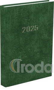 Határidőnapló,Agenda A5 napi beosztású naptár, zöld borítóval, 320 oldal, 145x205mm 2023. év