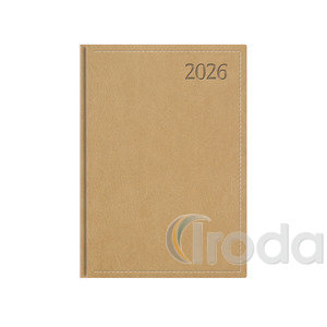 Agenda A5 heti Top Timer Traditional bézs borítóval, fehér lap,  2026.év