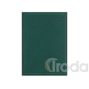 Agenda A5 heti Top Timer Traditional zöld borítóval, fehér lap,  2026.év