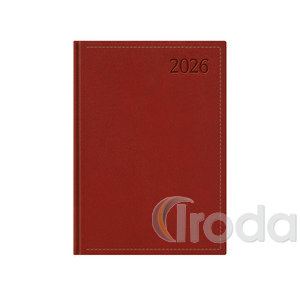 Agenda A5 heti Top Timer Traditional bordó borítóval, fehér lap,  2026.év