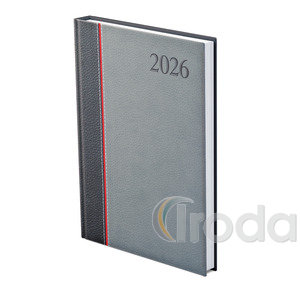 Agenda B5 heti Top Timer Groovy antracit-piros-szürke borítóval, fehér lap 2026.év