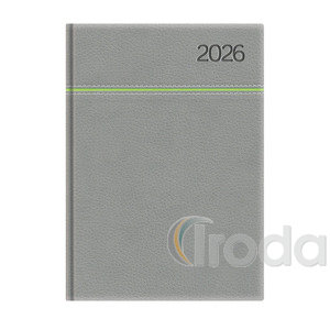 Agenda A5 napi Top Timer Young szürke-zöld borítóval, fehér lap 2026.év