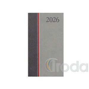 Zsebnaptár Top Timer Groovy heti antracit-piros-szürke, álló elrendezés, fehér lapok 2026.év