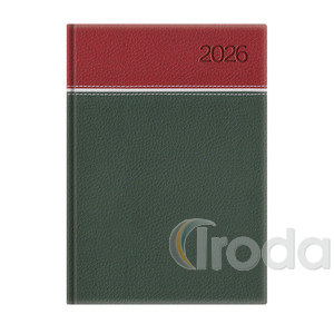 Agenda B5 heti Top Timer Young bordó-fehér-zöld borítóval, fehér lap 2026.év