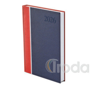 Agenda A5 napi Top Timer Groovy bordófehér-kék borítóval, fehér lap 2026.év