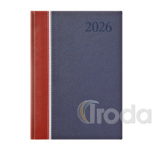 Agenda A5 napi Top Timer Groovy bordófehér-kék borítóval, fehér lap 2026.év