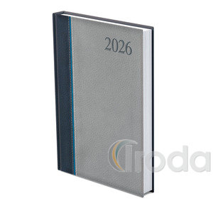 Agenda A5 napi Top Timer Groovy kék-kék-szürke borítóval, fehér lap 2026.év