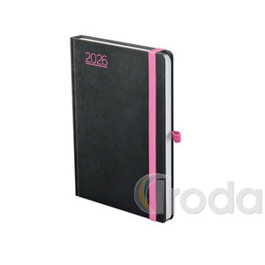 Agenda B6 heti Top Timer Nero fekete-pink borítóval, fehér lap 2026.év
