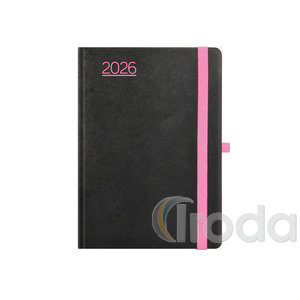 Agenda B6 heti Top Timer Nero fekete-pink borítóval, fehér lap 2026.év