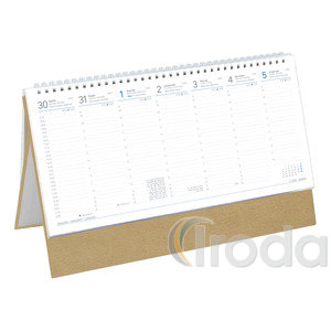 Asztali naptár Top Timer T051 fehér tömbös, álló bézs műbőrbevont karton hátlappal, félórás beosztás, 325x155mm 2026.év
