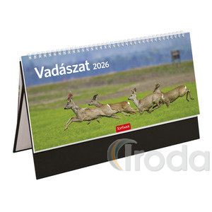 Asztali naptár Top Timer Mediterrán, fehér tömbös, álló fekete műbőrbevont karton hátlappal, 325x155mm,  2026.év