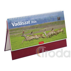 Asztali naptár Top Timer Mediterrán, fehér tömbös, bordó álló karton hátlappal, 325x155mm,  2026.év