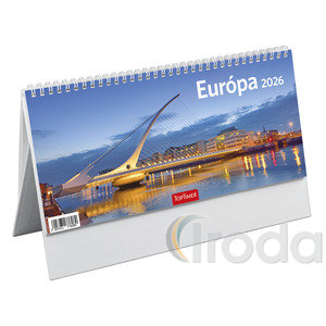 Asztali naptár Top Timer Europa, fehér tömbös, álló karton hátlappal, 325x155mm  2026.év