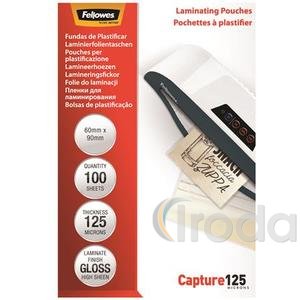 Lamináló fólia Fellowes 60x90mm 125mikron 100 db/csomag