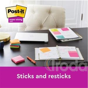 Öntapadó jegyzettömb, 76x76 mm, 6x90 lap, 3M POSTIT Super Sticky Playful, vegyes színek