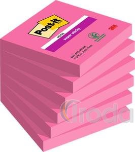 Öntapadó jegyzettömb, 76x76 mm, 90 lap, 3M POSTIT Super Sticky, pink