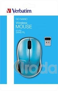 Egér, vezeték nélküli, optikai, közepes méret, USB, VERBATIM Go karibikék